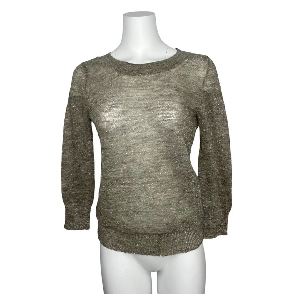 J.Crew Semi-Sheer Knit Metallic Tie Back Top Blouse J Crew